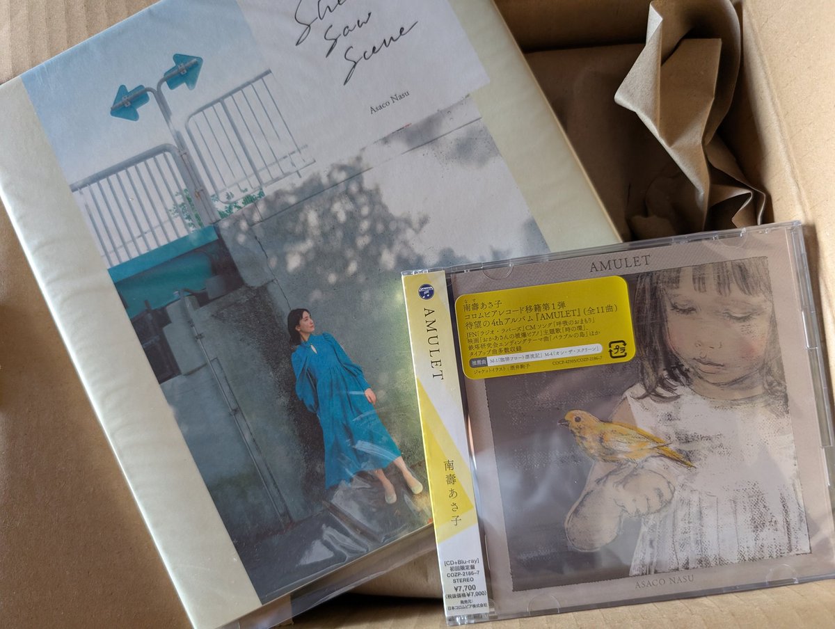 届きました…！！　「AMULET」お守りのようにこれから毎日聴き込みます☺️🍀　歌詞集も素敵で、絵本のようにやさしく何度も眺めてしまいます。人生の節々で毎回励みになるようなそっと寄り添うような唄を作ってくださっている南壽あさ子さんと素敵なイラストレーターさんに感謝しています…！