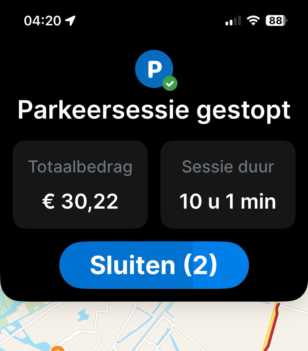 Oeps…. Dat je er om kwart over vier ‘s nachts achter komt dat je je parkeeractie van die avond nog niet beëindigd had 😳😱