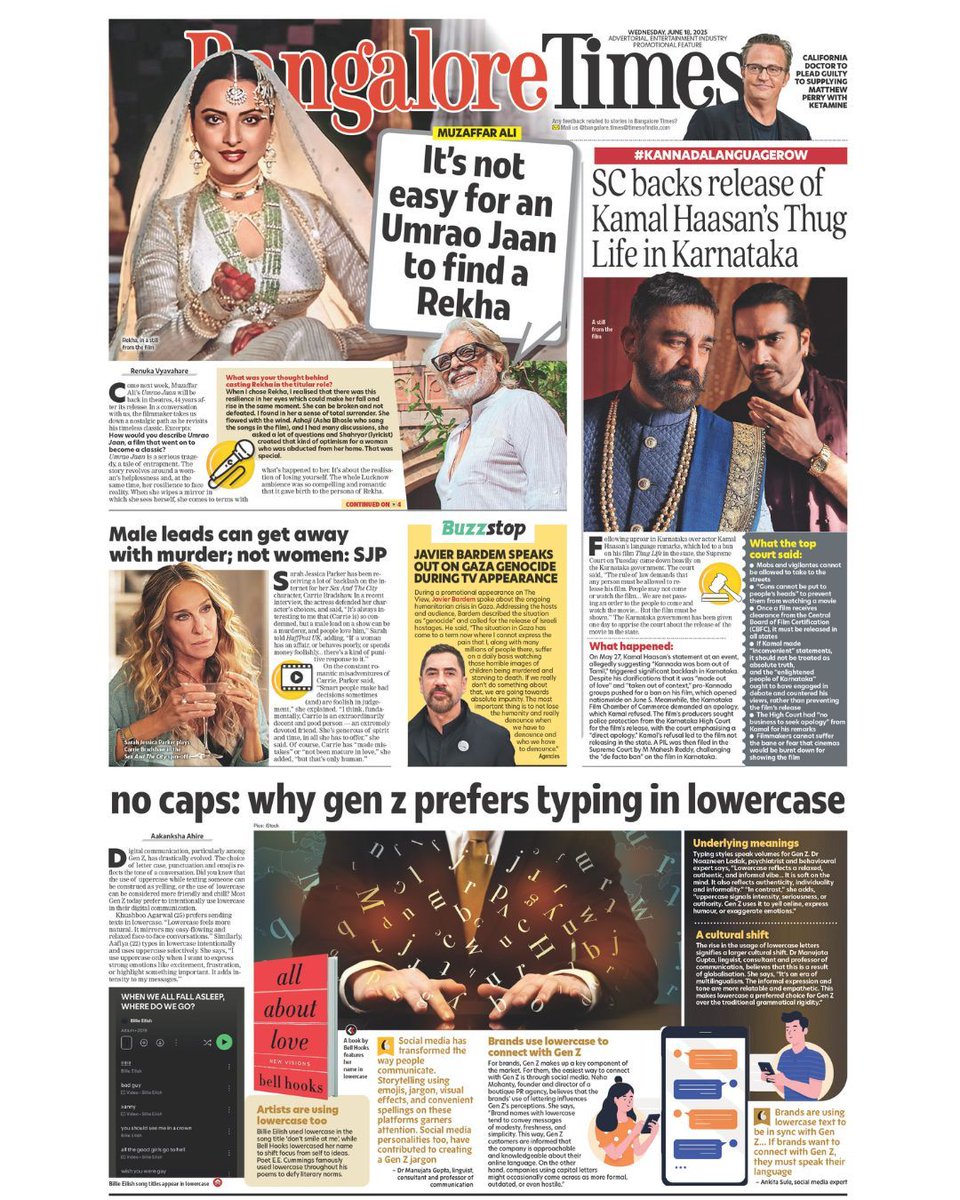 Today's front page: #SupremeCourt backs release of #KamalHaasan’s #ThugLife in #Karnataka, It’s not easy for an #UmraoJaan to find a #Rekha, says #MuzaffarAli

For more news log on to etimes.in

Catch our e-paper at epaper.timesgroup.com