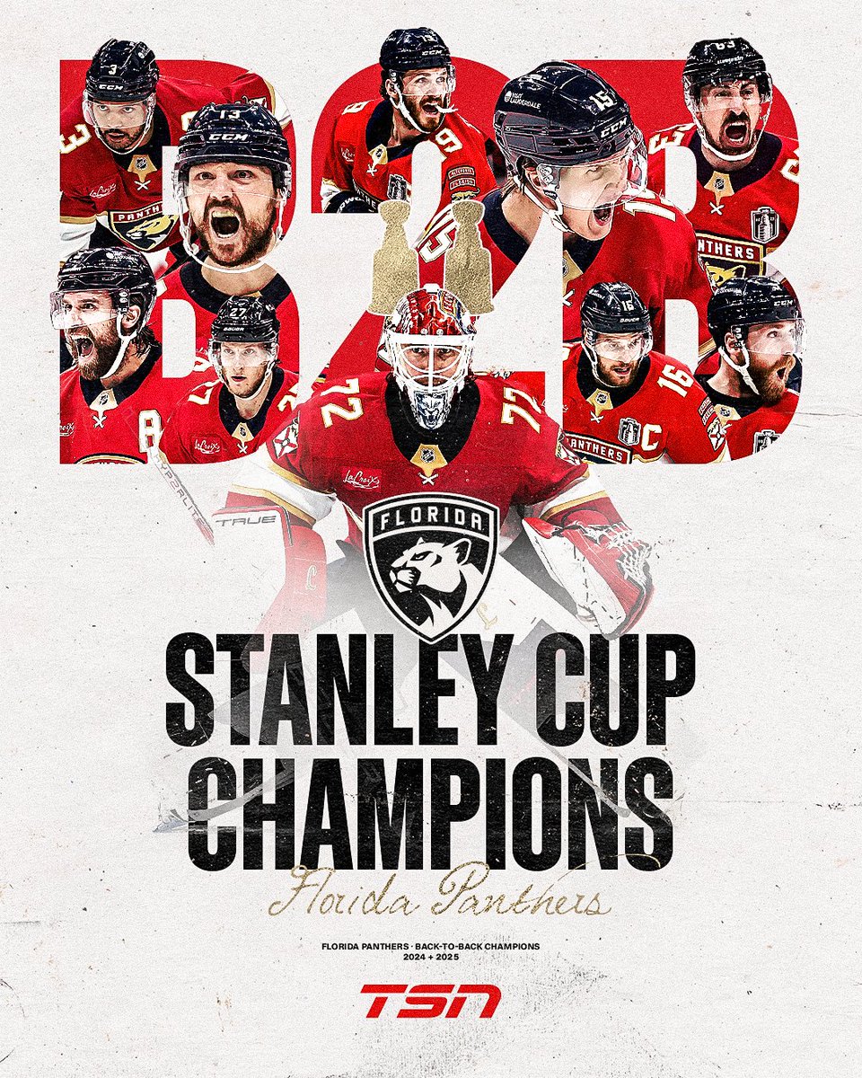 BACK-TO-BACK 🏆

THE FLORIDA PANTHERS ARE STANLEY CUP CHAMPIONS AGAIN.