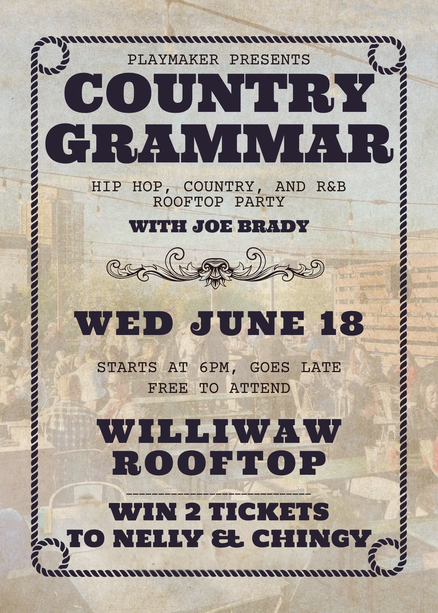 SEE YOU ON THE ROOF AT <a href="/WilliwawSocial/">Williwaw</a> FOR “COUNTRY GRAMMAR” WEDNESDAY AT 6PM! MUST BE PRESENT FOR THE <a href="/showdownalaska/">ShowDown Productions</a> NELLY TICKET DRAWING AT 9PM TO WIN!