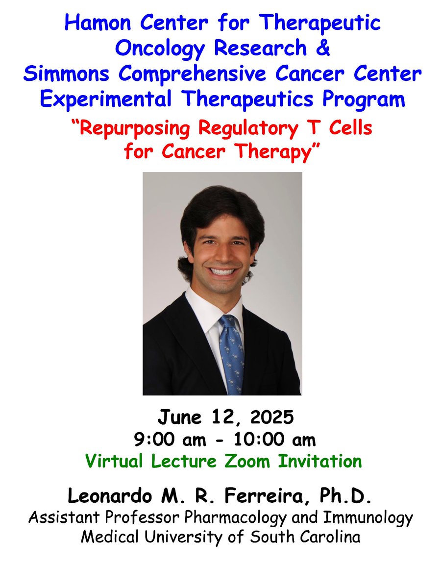 enhancerleo's tweet image. Truly exciting to speak at UT Southwestern Medical Center on repurposing regulatory T cells for cancer therapy! A big thank you to Dr. Rolf Brekken and Iosif Gershteyn for the opportunity and Dr. John Minna for hosting.
#immunologymatters #changingwhatspossible #CARTregs