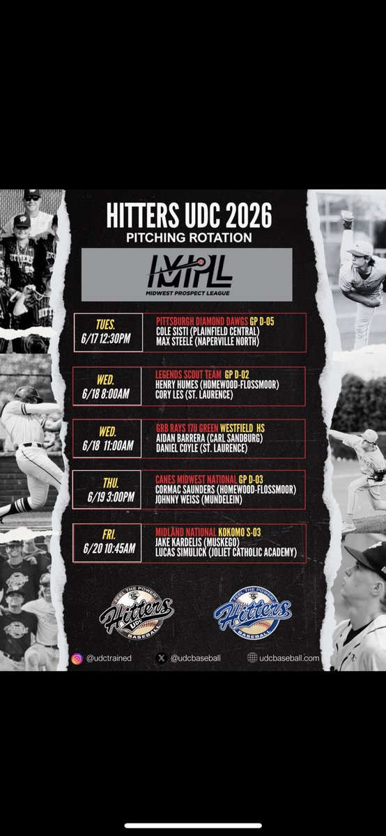 This week at the Midwest prospect league I will be pitching on Thursday at 3pm on grand park field 3.