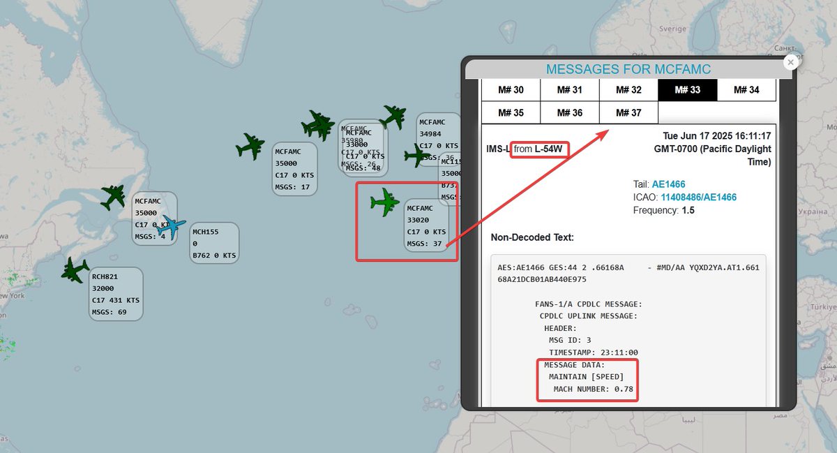 thebaldgeek's tweet image. One map that is constantly underutilized is this one.
It only shows military airframes and you can browse through any ACARS msg on each by clicking on it and then each message.
You can see where its from, usually uplink L-Band at the moment.
tbgacarshub.airframes.io/adsb
Works best on…