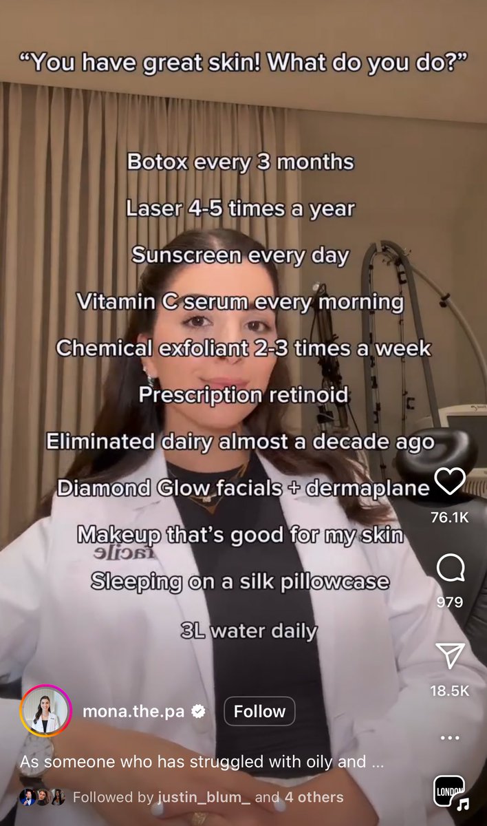 This is, and I’m not kidding, your “natural” dermatologist from LA.

Aka my textbook told me sun is bad and injecting 403 chemicals into my face is tolerable.

Vitamin D has left the chat.