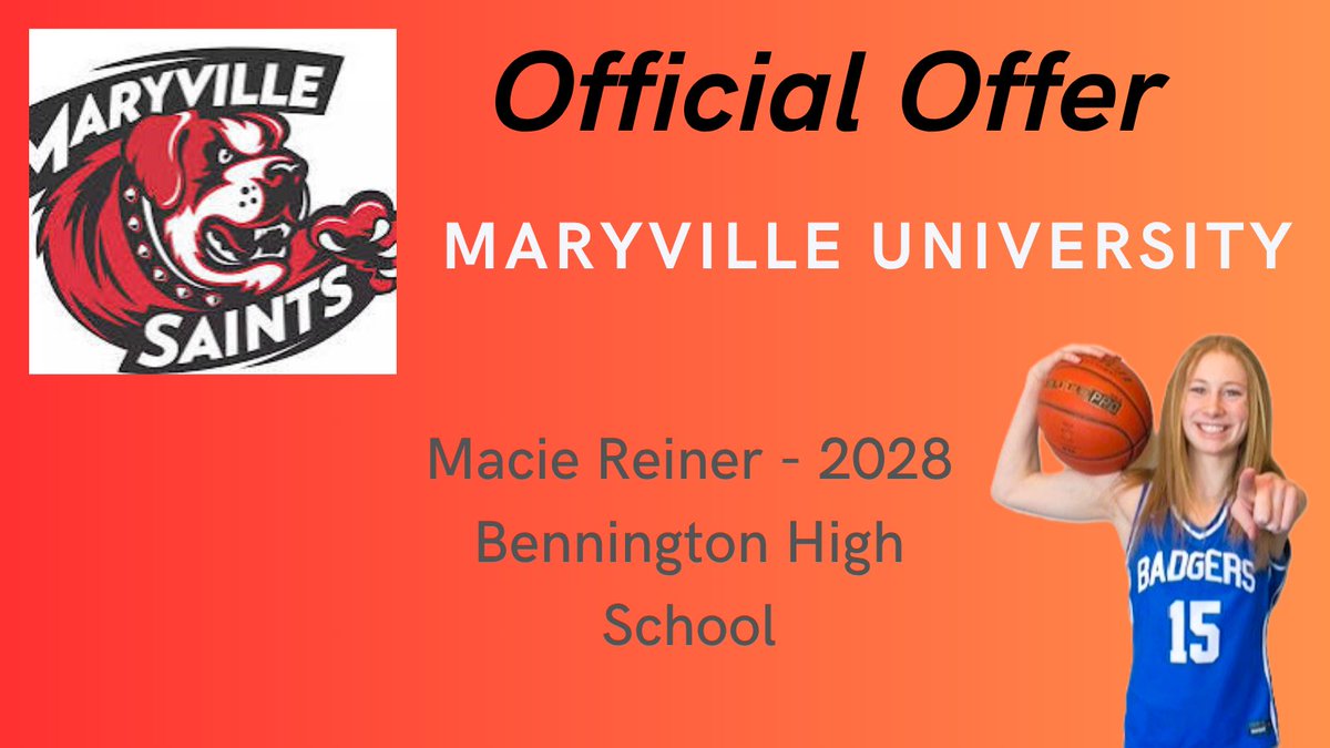 Macie Reiner (@maciejreiner) on Twitter photo After a great conversation with <a href="/max_ethridge/">Max Ethridge</a> I am excited to receive an offer from Maryville University! <a href="/MaryvilleWBB/">Maryville Women's Basketball</a> <a href="/NebraskaAttack/">Nebraska Attack UAA</a> <a href="/bhsbadgersgbb/">Bennington Girls Basketball</a> After a great conversation with <a href="/max_ethridge/">Max Ethridge</a> I am excited to receive an offer from Maryville University! <a href="/MaryvilleWBB/">Maryville Women's Basketball</a> <a href="/NebraskaAttack/">Nebraska Attack UAA</a> <a href="/bhsbadgersgbb/">Bennington Girls Basketball</a>