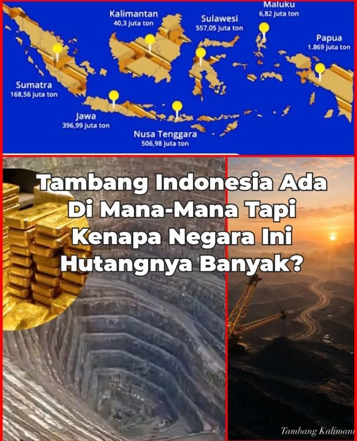 Aneh tapi nyata...!!!
Sumber daya tambang melimpah di seluruh penjuru negeri, tapi utang negara bukannya mengecil, justru semakin MEROKET.

Kenapa ya?