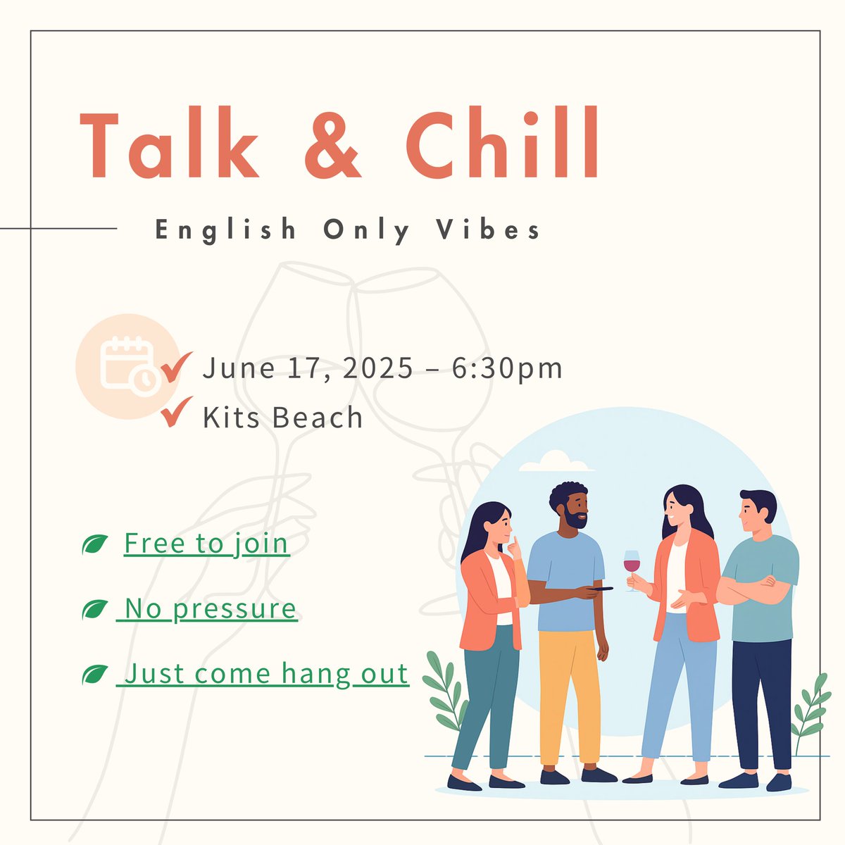 今日はやらかした日。航空券買いまちがえて飛行機に乗れなかった🇨🇦来月の17日のチケット買ってた…笑

次の飛行機までの暇つぶしで、久々にデザインして遊んだよ。画像と文言はChatGPTが作ってくれた！

全部架空。Langage Exchangeしたいな〜って妄想が生み出したデザインたちです！！