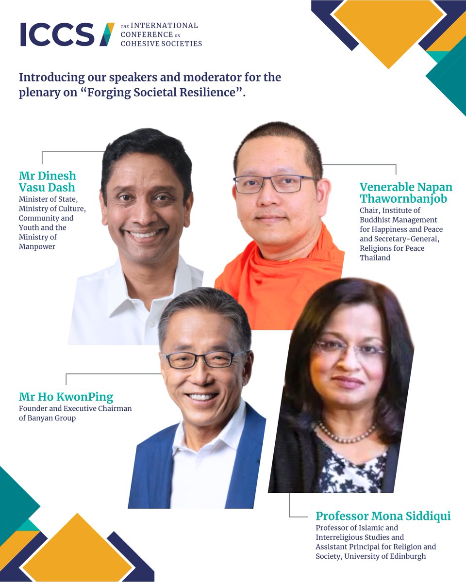 Meet our speakers and moderator for Plenary 3: Forging Societal Resilience.

Our third plenary session will explore the structures, values, and practices that preserve resilience and support multicultural cohesion. 

Learn more about our plenaries here 👉 iccs.sg/iccs-2025/plen…