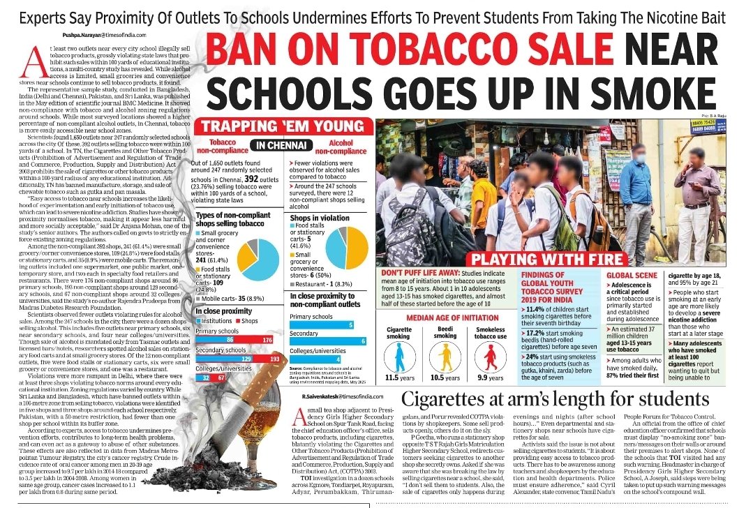 Toi_pushpa_n's tweet image. There are at least 2 shops within 100mtrs of city schools selling #tobacco illegally, shows a multicountry study. With @TOIChennai investigation by @SaiVenkateshR1 in @timesofindia. Edits by @MoniAlen, pics by Raju A