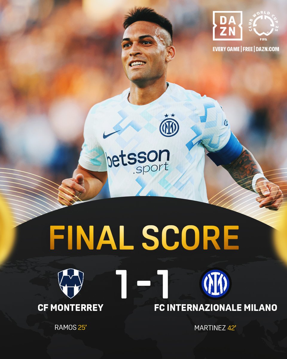 DAZNFootball's tweet photo. FINAL WHISTLE: 1-1
A thrilling draw to remember! 🙌
Watch the @FIFACWC | June 14 - July 13 | Every Game | Free | https://t.co/i0K4eUtwwb | #FIFACWC #TakeItToTheWorld #CFMINT https://t.co/tHHw6eT1E1