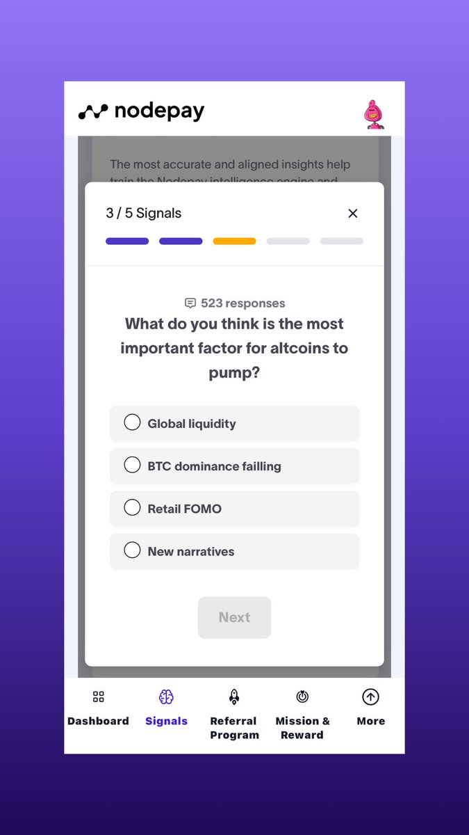 The Nodepay Mobile App just got a massive upgrade!📱

You can now:
- Claim your data earnings every 8 hours 
- Participate in Signals on-the-go (early access only)
- Turn your daily insights into $NC rewards

Update now and never miss a signal 💰