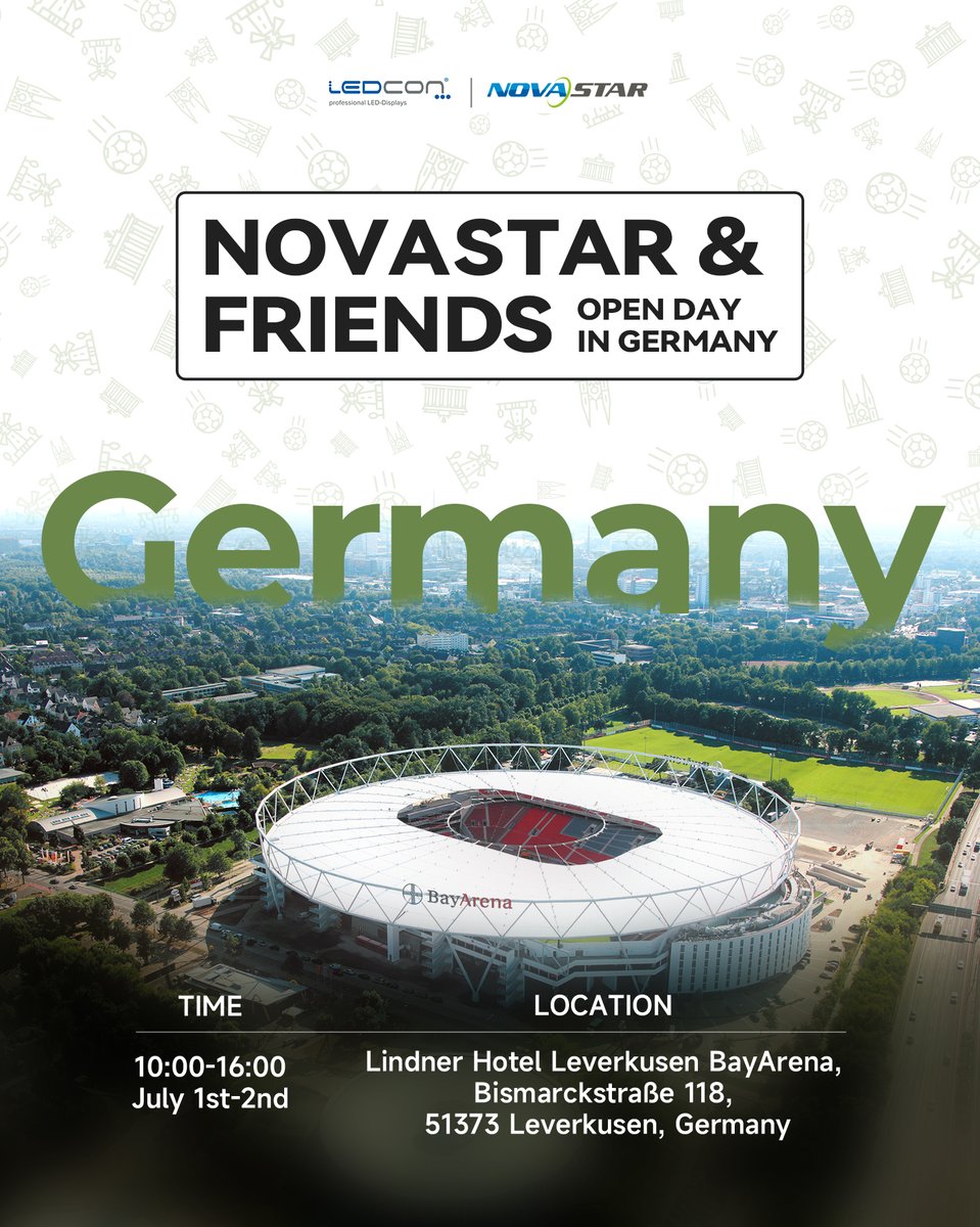 novastartech's tweet image. NovaStar &amp;amp; Friends Open Day: Germany
Once again, our Open Day will come to Germany. This year, what will we bring to you together with LEDCON
Sign up quickly and experience your own surprises from July 1st to 2nd!
Join us: eventbrite.com/e/novastar-fri…

#novastafriends #ledtechnology