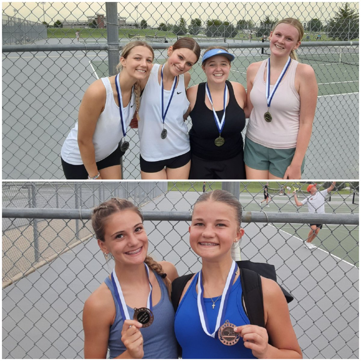🥇🥈🥉 MEDAL UPDATE 🥇🥈🥉
Liberty Slam - Novice Girls Doubles
1st - Brown / Dollars (Park Hill)
2nd - Andrews / McCarty (Park Hill)
3rd - Dec / Finney (Park Hill)
... it was a Park Hill 🧹🧹🧹 sweep today in the Novice Girls Doubles.  Way to go ladies!!!
