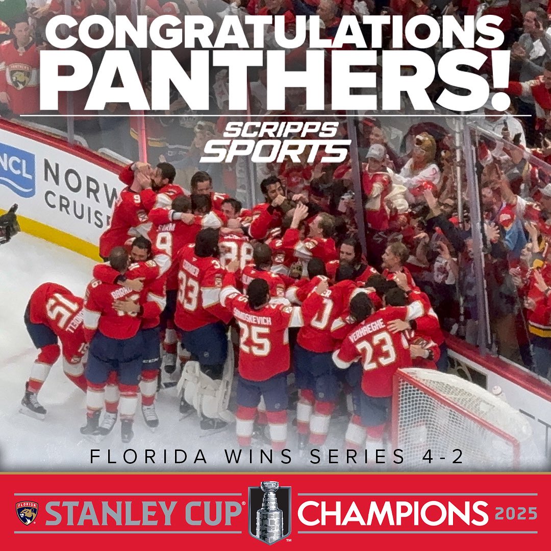 The <a href="/FlaPanthers/">Florida Panthers</a> are Stanley Cup champions! Congratulations 🔥