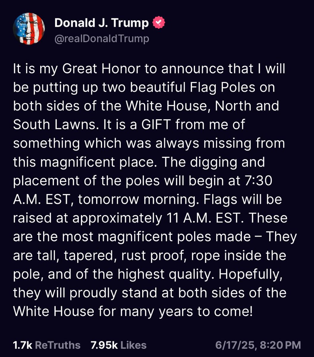 So this is why he left the G7 summit early? To install “the most magnificent poles”?🤡
