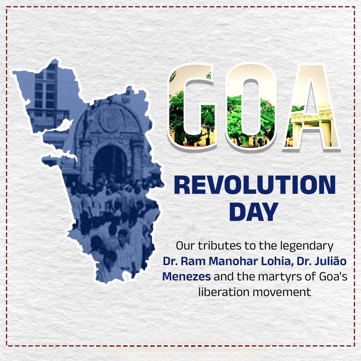 Sunnyp4Pal's tweet photo. On Goa Revolution Day, Let's pay our gratitude to the freedom fighters who shaped Goa's history.

#Goa 🇮🇳
#GoaRevolution
#GoaRevolutionDay https://t.co/nNWEsST0px