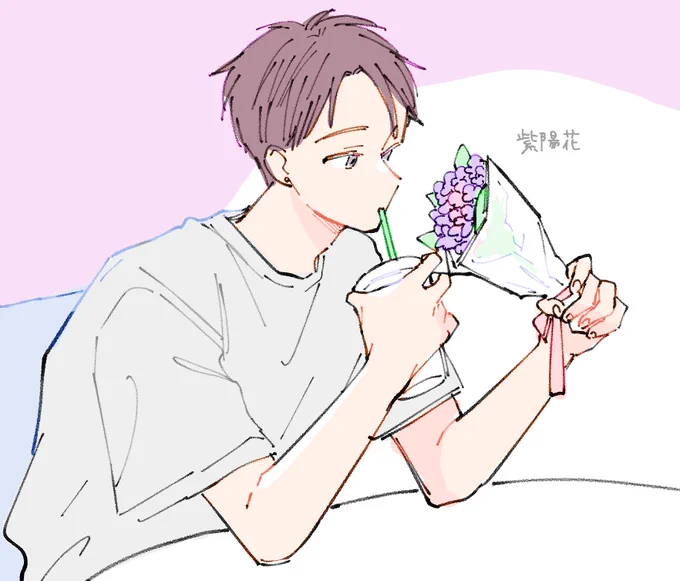 久しぶりに #海辺にうつせみ らくがき 航大は年々季節の花に詳しくなっていくんだろうなという想像