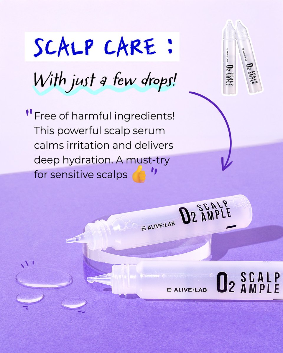 Since it's for your scalp, safety should come first 

No harsh ingredients — Silicone❌ Paraben❌
Yes good ingredients — Centella⭕ Allantoin⭕

A scalp serum you can trust — O2 Scalp Ampoule

Available on🛒
linkon.id/alivelab_global

#alivelab #scalpcare #kbeauty #koreanskincare