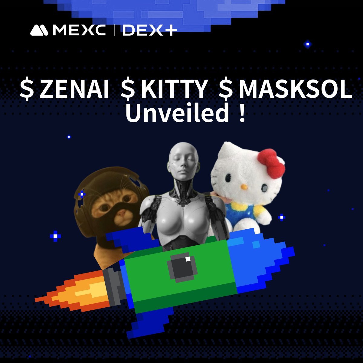 MEXC_OnChain's tweet photo. 🔔 Congratulations to the Top 3 of Rising Star S7!
🌟 $ZENAI | $KITTY | #MASKSOL — all set to shine!
☑️ $ZENAI @ZenAi_Solana: launch on June 18, 13:00 (UTC)
☑️ $KITTY & #MASKSOL @thecatwifmask: now live
These three have taken the spotlight.
Now let’s watch them To The Moon!
https://t.co/xFDKus7tkq
#100xGems #memecoin1000x