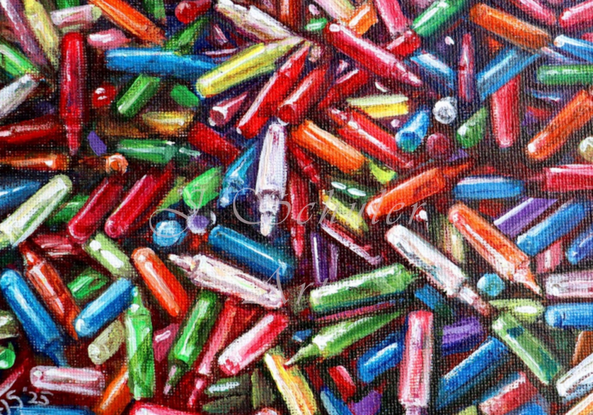 JulieKSchuler's tweet photo. Still Life with Lite Brite Pegs. https://t.co/4SGNaJLuIv #art #painting #toys #games #litebrite #1970s #1980s #retro #nostalgia https://t.co/QVgjk2SQsA