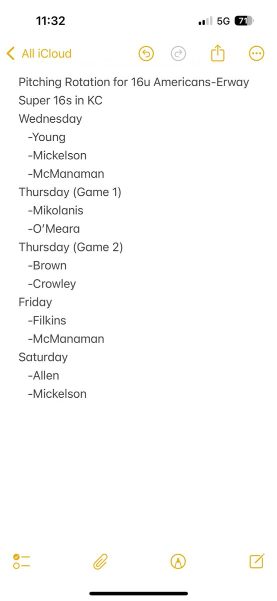 Here is the schedule and Pitching Rotation for <a href="/TopTierBaseball/">Top Tier Baseball 🇺🇸</a> 16u Americans-Erway at the <a href="/PBRTournaments/">Prep Baseball Tournaments</a> Super 16s in KC.