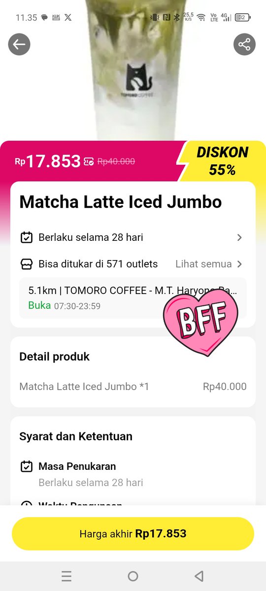 armeluve's tweet photo. siapa yang mau matcha tomoro uk jumbo cuma 17k ajah?!? atau ice chocolate nya cuma 4k ajaa? cuss langsung download app nya disini https://t.co/5NHjGPlgoI
 pakai kode refferal aku yaa 29DC0A 
ga butuh apa2 cuma nomor handphone!! sangat amann🫶🏻 
#zonauang #zonajajan #tomoro https://t.co/bhnqMp4Gs6
