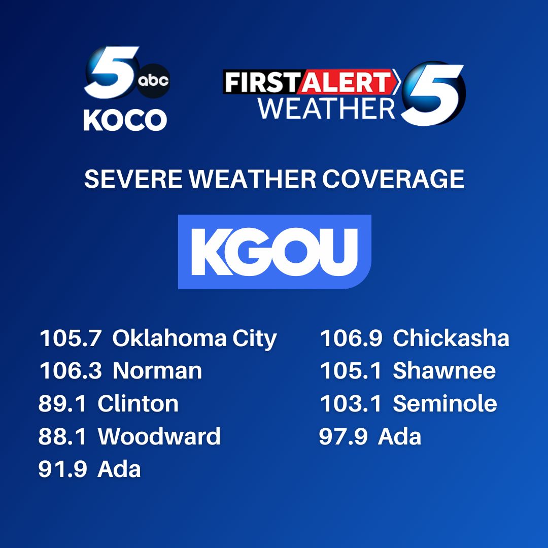kgounews's tweet image. KGOU is simulcasting severe weather coverage from @koconews. #okwx #KOCOFirstAlert