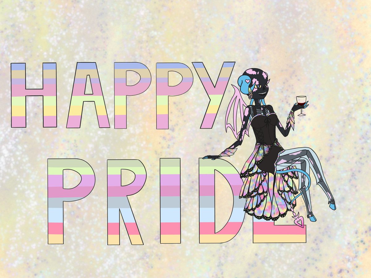 Happy Pride everyone! Featuring one of my favorite ocs Licorice and a dress design from <a href="/NyahalloShop/">NYAHALLO 🐈‍⬛</a> 

#pride #Pride2025 #oc #utmv