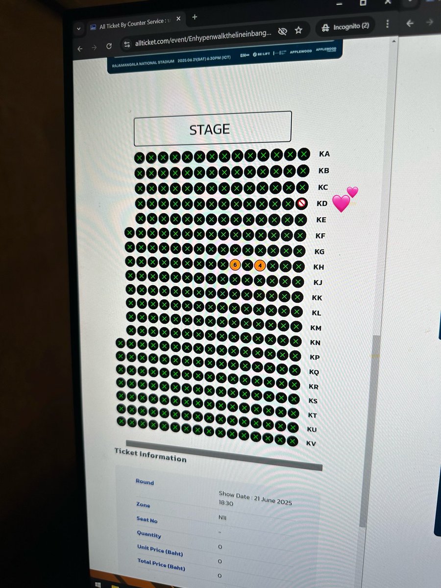 603zip's tweet photo. [WTS | Want to Sell] WALK THE LINE IN BANGKOK TICKET (HELPING A FRIEND)

🎫 Zone C, N1I, KD 1 (fourth from front, near aisle)
💵 THB 5,750 / IDR 2,850jt

✅ Ticket under my name &amp; I’m also watching
✅ Transfer and/or payment in venue

✉️ DM

#ENHYPEN #WALKTHELINE_IN_BANGKOK https://t.co/kZC6FFnIRd
