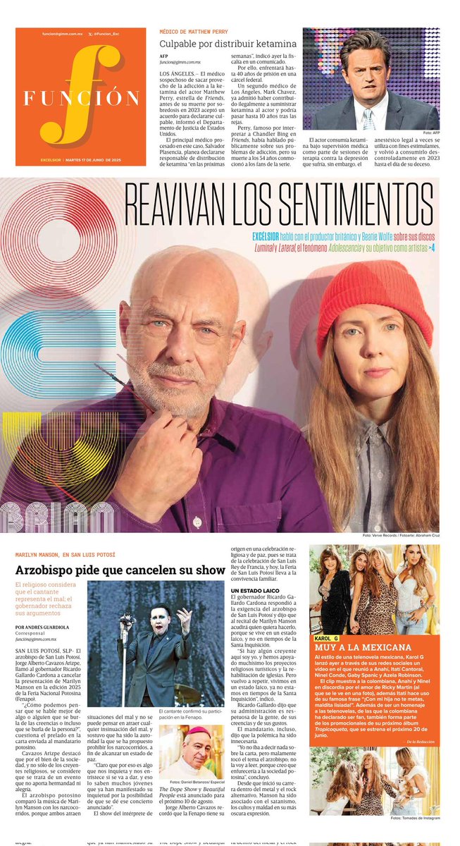 Lo de #HOY 🎶🎙👹
...Ahora en #Espectaculos 
#MarilynManson en #SLP 
#SanLuisPotosi y en #Excelsior