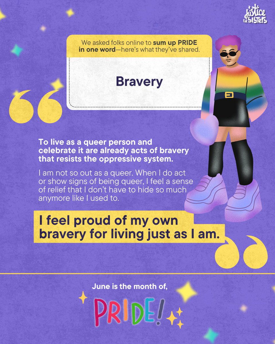 justice_sisters's tweet image. It takes bravery to be yourself in a world that tells you not to. That’s the heart of PRIDE.
So, what does #PRIDE mean to you?
#TetapBangga