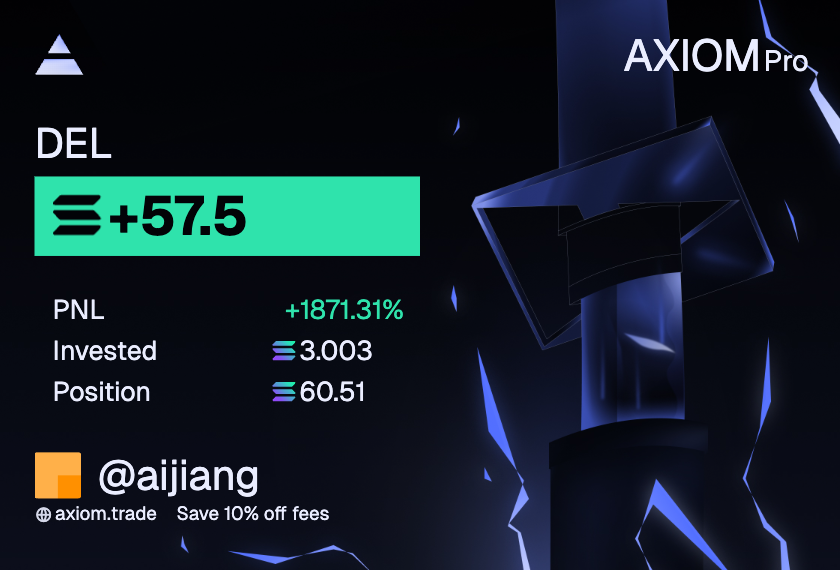 这个 $del 应该是最近比较金的了，足足给了1周的上车时间。

我一周前50k附近买的，起起伏伏一周后还是40k。

直到 <a href="/Gs97z/">K线漂移🔶</a> 漂移4天前进场cx，然后bonk 企鹅关注才慢慢起来。

哎，买的早不如买的巧