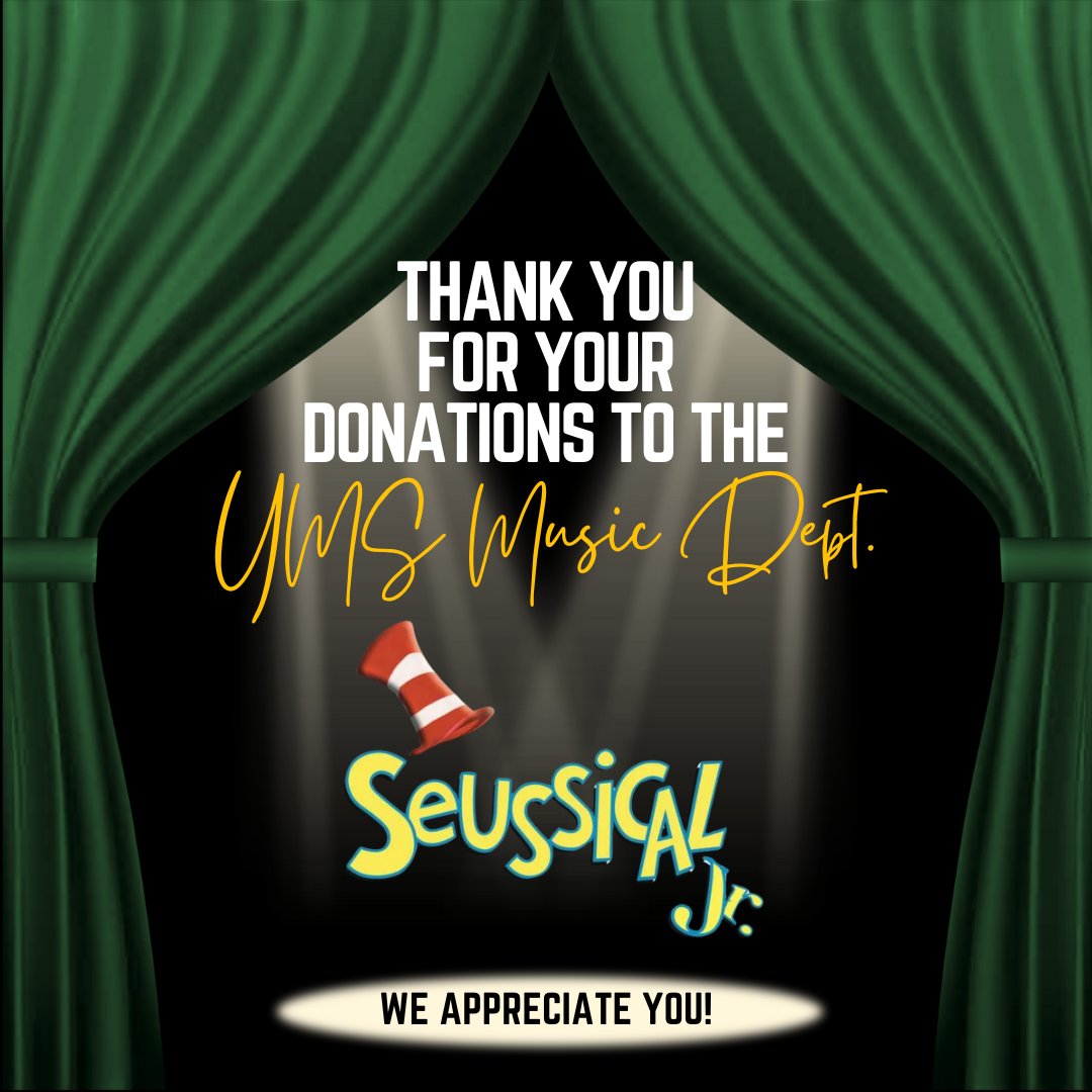 Yorktown Community Schools Foundation (@ycsfoundation) on Twitter photo Thank you to all who generously donated to the YMS Music Department’s upcoming production of Seussical Jr. Your support is appreciated! <a href="/YorktownMS/">YorktownMiddleSchool</a> Thank you to all who generously donated to the YMS Music Department’s upcoming production of Seussical Jr. Your support is appreciated! <a href="/YorktownMS/">YorktownMiddleSchool</a>
