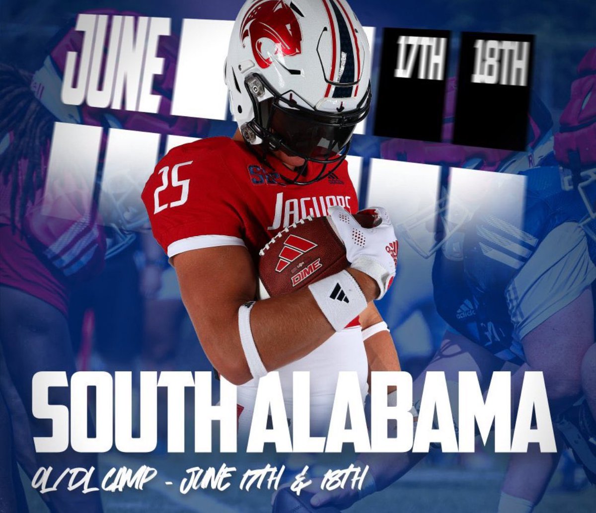 Morris Winston (@morris_winston1) on Twitter photo Exited to attend the OL/DL camp at south Alabama tomorrow with <a href="/SimonYanora/">Simon Yanora</a>
#RespectTheGrind #trenchgang
<a href="/SouthAlabamaFB/">South Alabama Football 🏈</a>
<a href="/CoachApplewhite/">Major Applewhite</a> <a href="/CoachPPetrino/">Paul Petrino</a> <a href="/Coach_JO_/">Jason Onyebuagu</a> <a href="/JagsFB_Recruits/">South Alabama Football Recruiting 🏈</a> @south Exited to attend the OL/DL camp at south Alabama tomorrow with <a href="/SimonYanora/">Simon Yanora</a>
#RespectTheGrind #trenchgang
<a href="/SouthAlabamaFB/">South Alabama Football 🏈</a>
<a href="/CoachApplewhite/">Major Applewhite</a> <a href="/CoachPPetrino/">Paul Petrino</a> <a href="/Coach_JO_/">Jason Onyebuagu</a> <a href="/JagsFB_Recruits/">South Alabama Football Recruiting 🏈</a> @south