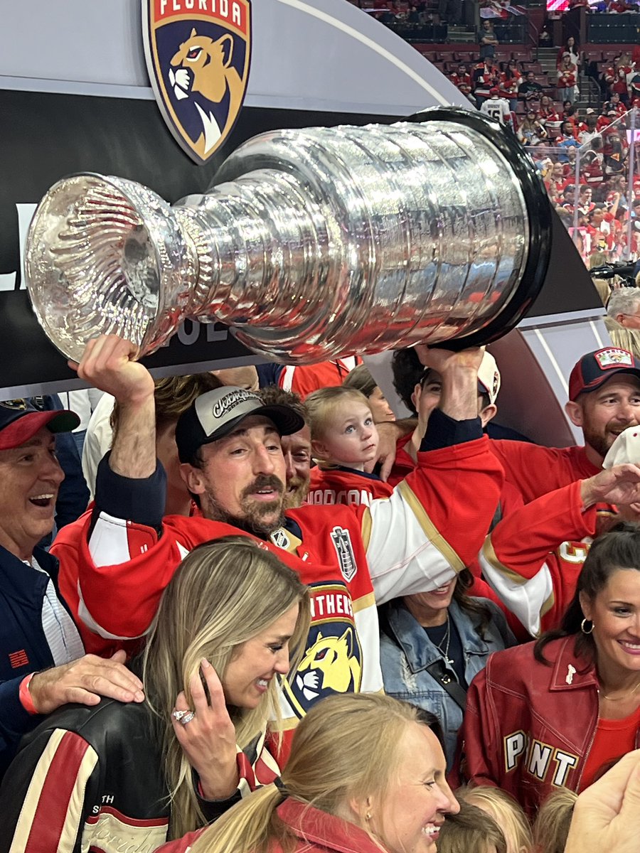 WillManso's tweet image. Who would have thought this picture could be real at the beginning of the season?

Brad Marchand celebrating the Stanley Cup championship for the Florida Panthers with his family.