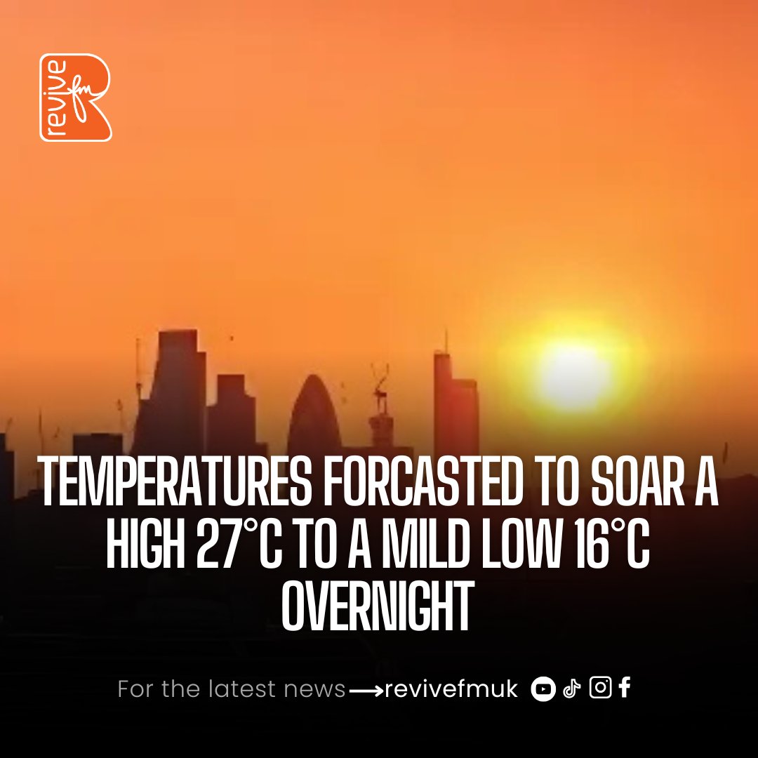 Londoners, get ready to face heat waves!

#revivefmuk #summer #temperaturerise #heatwaves #weatherforecast #londonweather