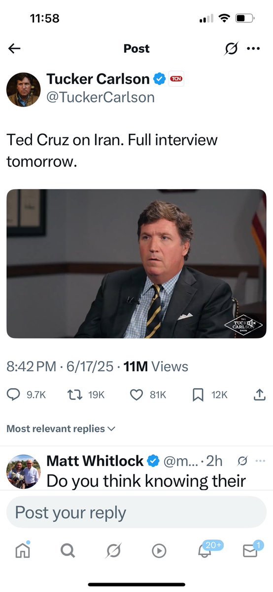 Did a long interview w/ Tucker. He released a snippet playing a “gotcha” on the population of Iran. I declined to play that silly game.

WATCH the full 2-hr interview, where Tucker ATTACKS Trump, attacks the “AIPAC lobby,” &amp; falsely claims Iran is NOT trying to assassinate Trump.