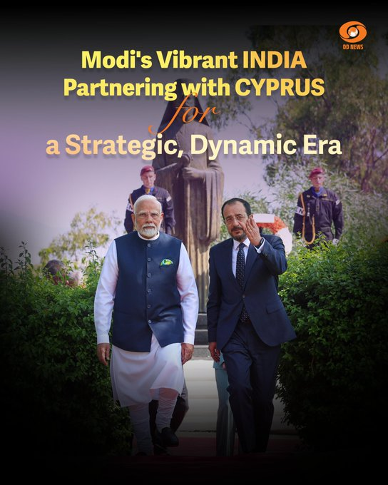 airnews_pune's tweet image. पंतप्रधान नरेंद्र मोदी यांची २० वर्षांहून अधिक काळानंतर सायप्रसला भेट देणे म्हणजे भारत-सायप्रस संबंध मजबूत करण्यासाठी नवीन वचनबद्धतेचे प्रतीक आहे. या उच्चस्तरीय सहभागामुळे धोरणात्मक सहकार्य, वाढीव कनेक्टिव्हिटी आणि बहुपक्षीय सहकार्यासाठी नवीन मार्ग खुले झाले
#PMModiCyprusVisit