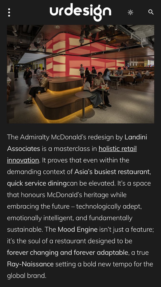 McDonald’s Hong Kong “is a masterclass in holistic retail innovation.” Thank you <a href="/urdesignmag/">urdesign</a> <a href="/HongMcdonalds/">McDonalds Hong Kong</a> 

#mcdonaldsHK #retail #retaildesign