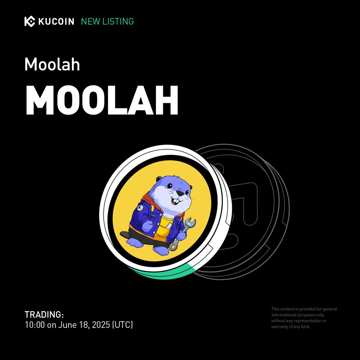 📢 New Listing: <a href="/Moolah_bsc/">Moolah</a> $MOOLAH is coming soon to #KuCoin!

$MOOLAH, the playful beaver mascot of ListaDAO, represents BNB Chain's builders, miners, and farmers, powering the DeFi ecosystem with fun and energy.

📅 Trading starts: June 18, 2025 at 10:00 (UTC)
💰 Deposits
