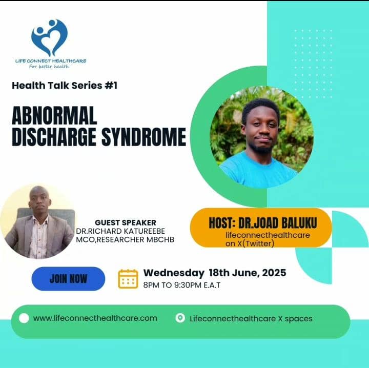 LifeConnect Healthcare ππ (@lifeconnecthc) on Twitter photo HealthTalk Series #1
Join in today evening starting 8pm E.A.T
#Abnormaldischargesyndromes
<a href="/Drsirrich22/">Dr Katureebe Richard</a>
<a href="/BenonSenior1/">BenonSenior</a> <a href="/turigyetimothy/">Turigye Timothy</a> <a href="/KIBUUKARONALD18/">Dr. KIBUUKA RONALD (MD) πΊπ¬</a> <a href="/ArinaitweC49770/">McCarthy Arineπ€</a> <a href="/WomensHealthMag/">Women's Health</a> <a href="/MinofHealthUG/">Ministry of Health- Uganda</a> <a href="/mkainerugaba/">Muhoozi Kainerugaba</a> <a href="/elonmusk/">Elon Musk</a> HealthTalk Series #1
Join in today evening starting 8pm E.A.T
#Abnormaldischargesyndromes
<a href="/Drsirrich22/">Dr Katureebe Richard</a>
<a href="/BenonSenior1/">BenonSenior</a> <a href="/turigyetimothy/">Turigye Timothy</a> <a href="/KIBUUKARONALD18/">Dr. KIBUUKA RONALD (MD) πΊπ¬</a> <a href="/ArinaitweC49770/">McCarthy Arineπ€</a> <a href="/WomensHealthMag/">Women's Health</a> <a href="/MinofHealthUG/">Ministry of Health- Uganda</a> <a href="/mkainerugaba/">Muhoozi Kainerugaba</a> <a href="/elonmusk/">Elon Musk</a>