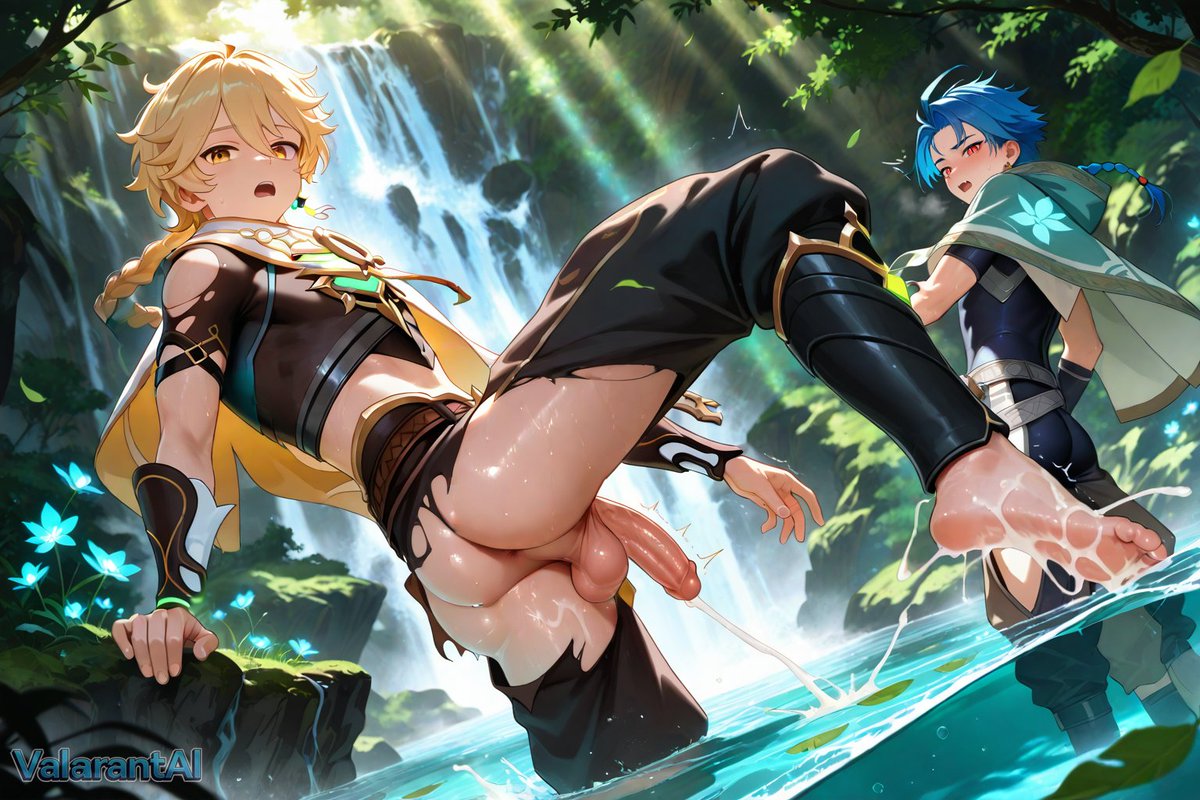 ValarantAI's tweet photo. Setanta x Aether.
Ponytail boys looks hot!

More images at Patreon.
(Link at profile)

#AIart #AIイケメン部 #AIイラスト #AIBL部 #yaoi #GenshinImpact #FGO https://t.co/E6aSFefgUg