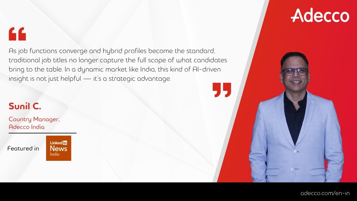 🧠Hybrid roles are redefining hiring. As <a href="/chemmankotil/">Sunil chemmankotil</a>, Country Manager at Adecco, says, AI-driven insights are now a strategic edge in India’s talent market.
🚀3 in 4 recruiters are investing 70%+ of budgets in AI.
📖 Read more: bit.ly/4nczXoc
#AdeccoIndia #HiringTrends