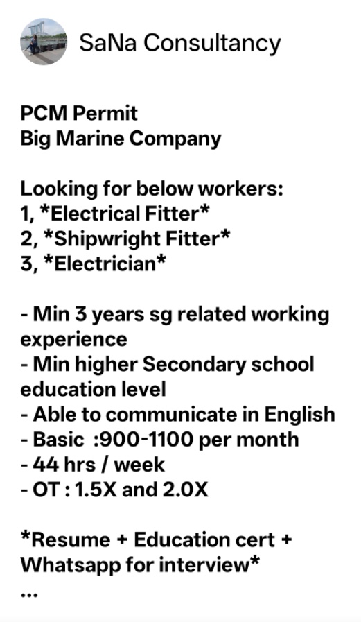 NaksatraJobs's tweet image. Wanted for Singapore 
#Electrical fitter
#shipwright fitter
#Electrician 
What's app +919092966988