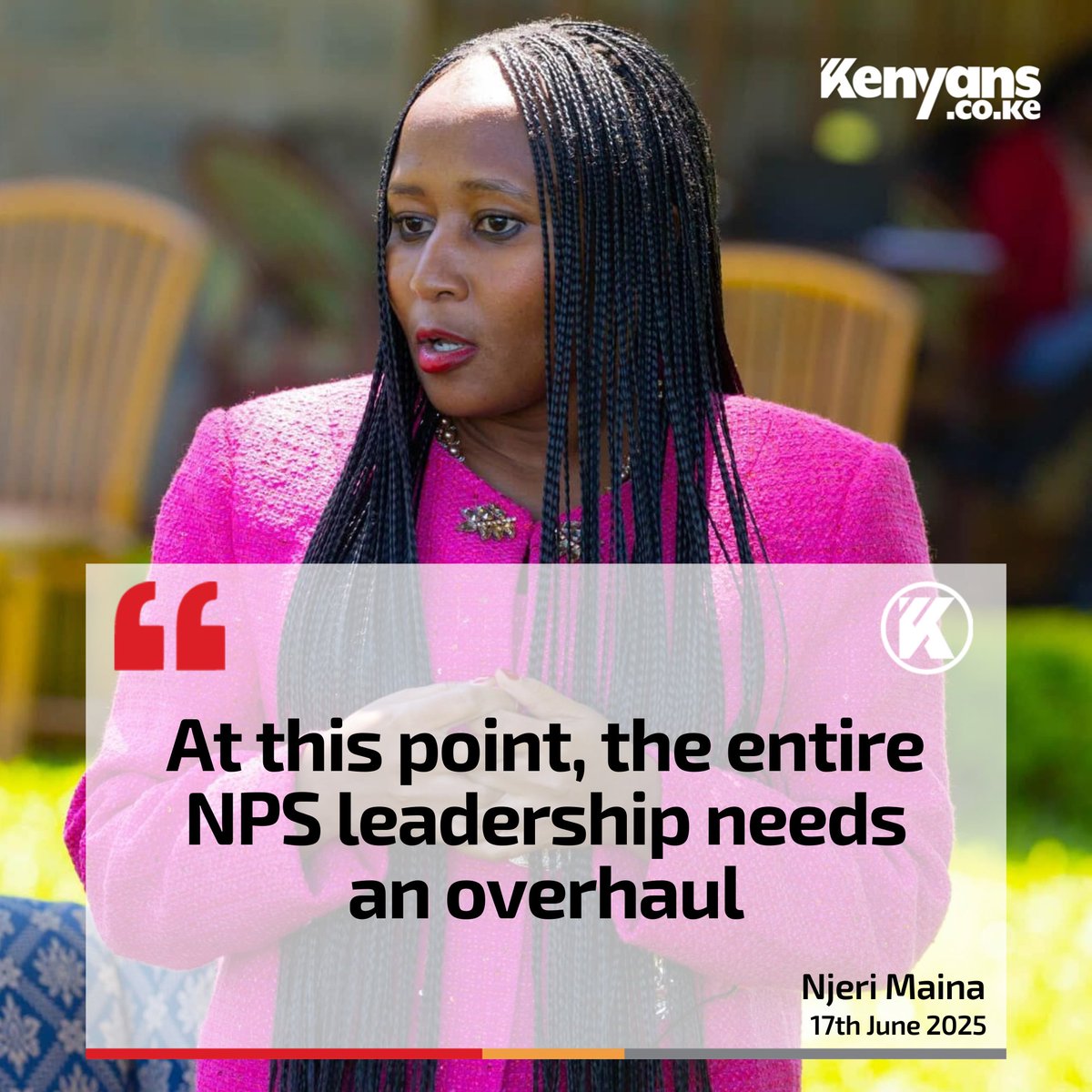 At this point, the entire NPS leadership needs an overhaul - MP Njeri Maina
