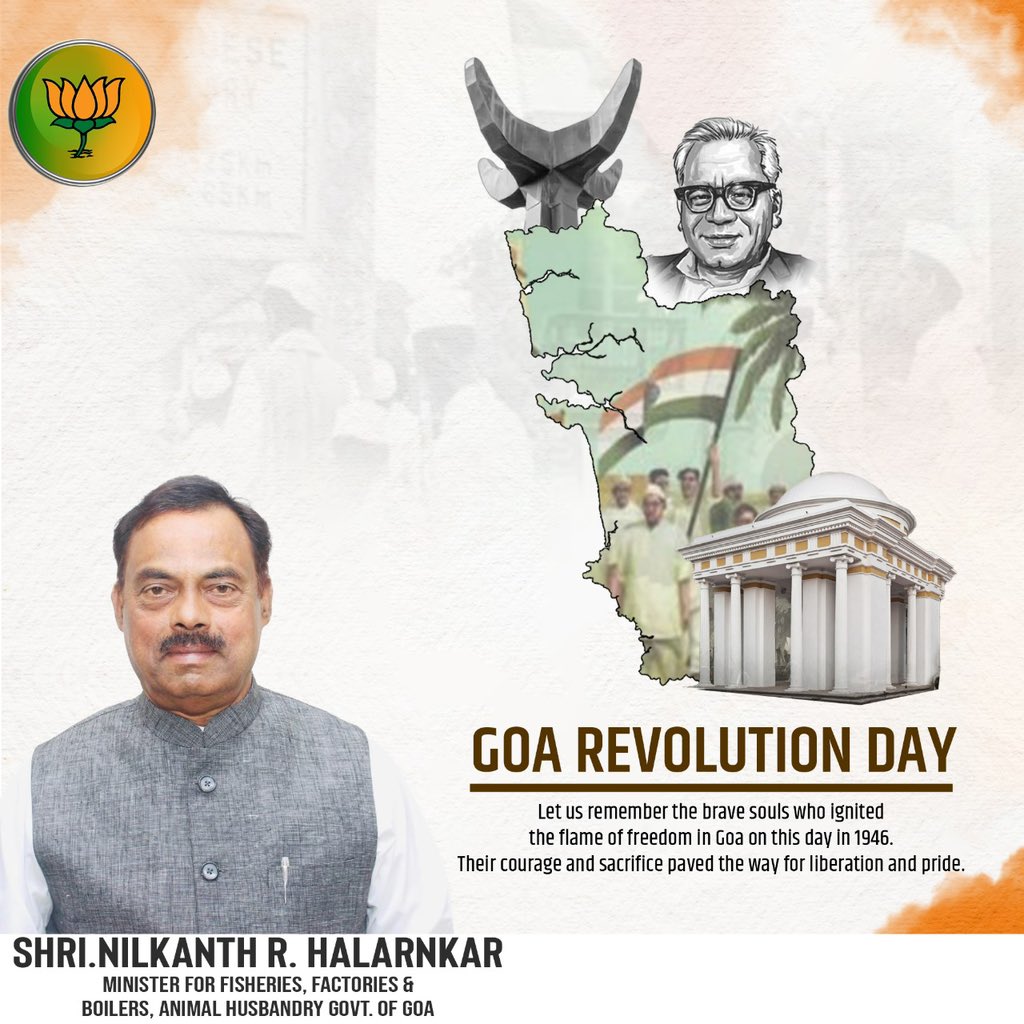 Nilkant Halarnkar (@nilkanthalarnk1) on Twitter photo Greetings to my Goan brothers and sisters on the auspicious occasion of Goa Revolution Day. This day represents the spirit of unity of Goans and affection towards the motherland. Greetings to my Goan brothers and sisters on the auspicious occasion of Goa Revolution Day. This day represents the spirit of unity of Goans and affection towards the motherland.
