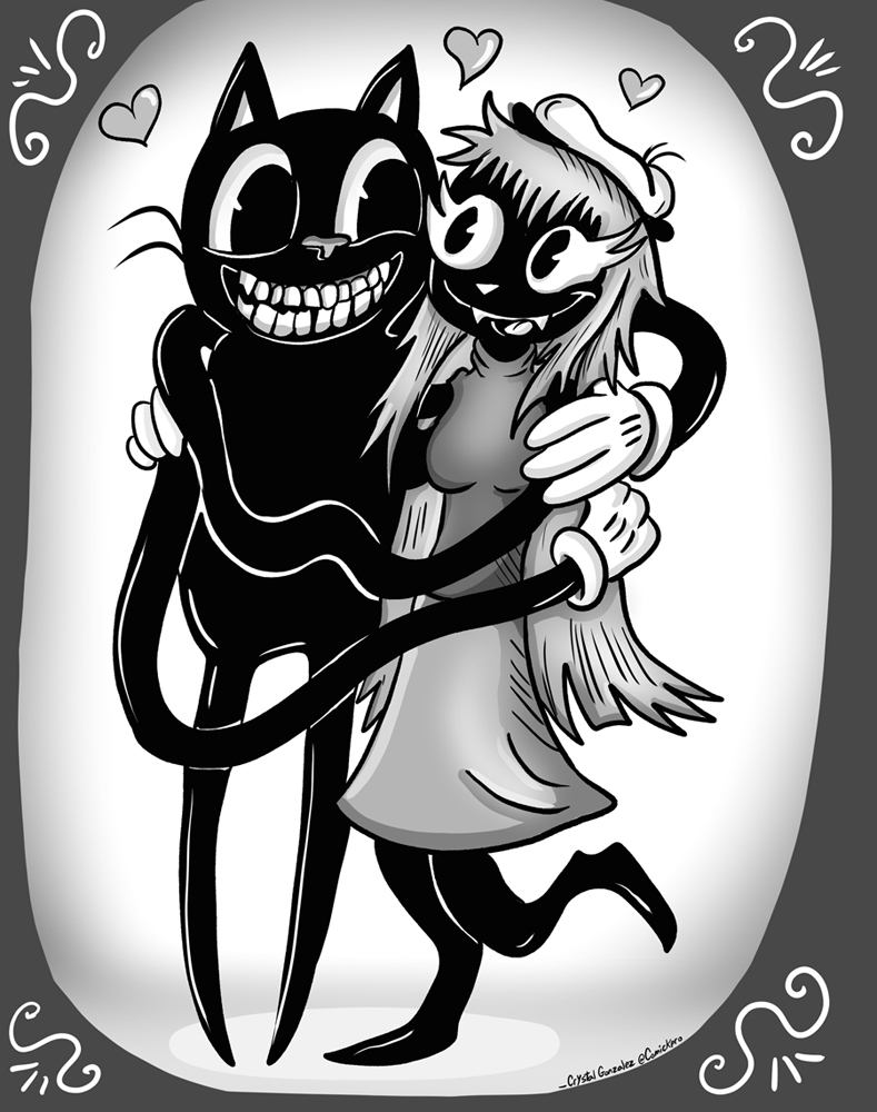 Comickpro's tweet image. A commission piece for @cartooongirl on DA. They requested a drawing of their character Cartoon Woman (aka Adeline) with Cartoon Cat. Commissions are still open! Paypal only. If interested, note me on Newgrounds, DeviantArt, or my web contact form inthedarkcomics.com/contact