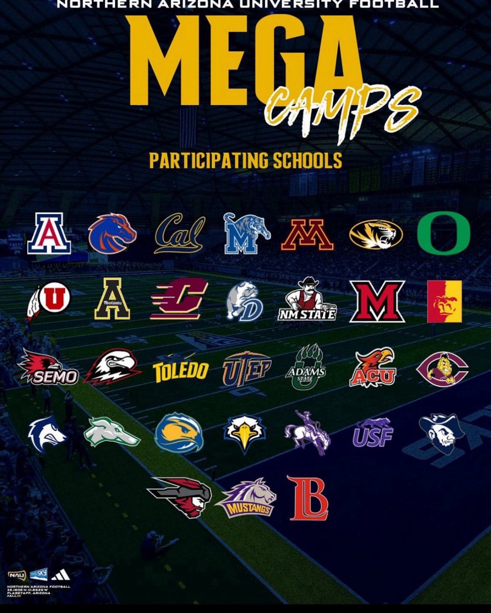 I will be at <a href="/NAU_Football/">NAU Football</a> Mega Camp this Saturday! 
<a href="/Coach_TUI/">Manako Tuifua</a> 
<a href="/CoachAdamClark/">Adam Clark</a> 
<a href="/Coach_JGolden1/">Jacob Golden</a> 
<a href="/Coach_Cheatwood/">Aaron Cheatwood</a>