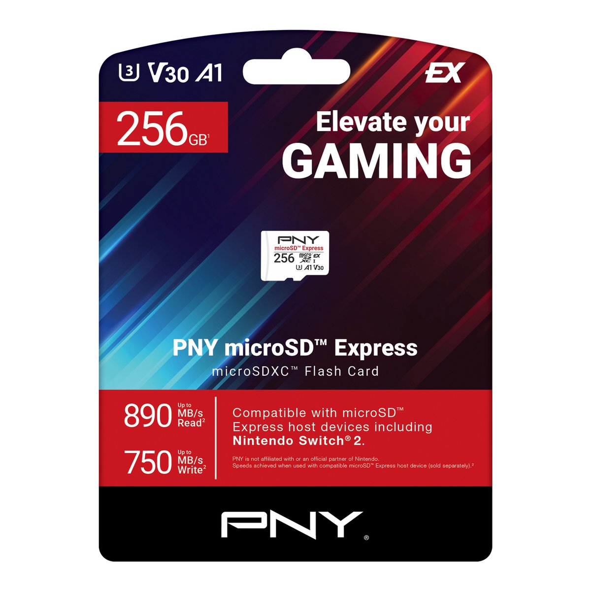 【Switch2適合】
PNYより、microSD Express 128GB、256GB　新登場！

・読込 最大 890MB/s、書込 最大 ※750MB/s の高速転送
　※128GBは最大550MB/s
・UHS-IおよびmicroSDデバイス、との下位互換性アリ
・Nintendo Switch® 2を含むmicroSD Express機器に適合